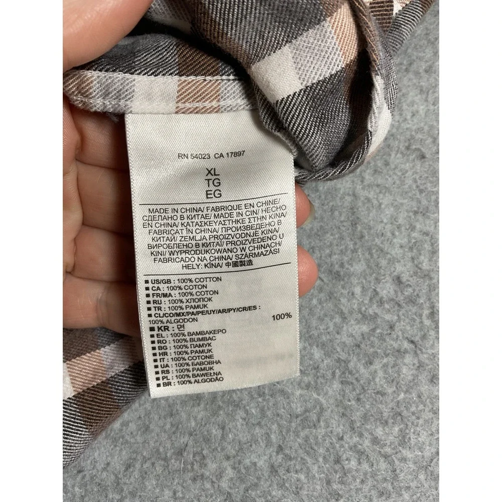 Banana Republic Luxe Flannel Slim Fit Plaid Button Down Shirt Mens XL 1713